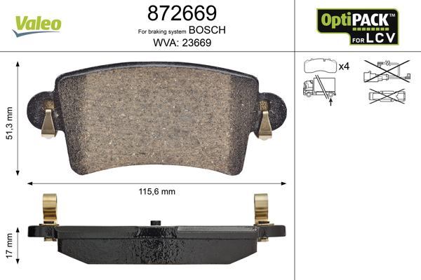 Placute frana VALEO 872669