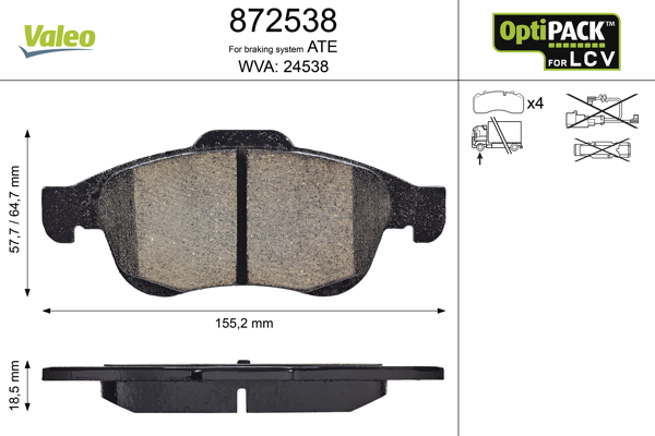 Placute frana VALEO 872538