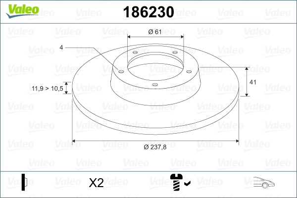 Disc frana VALEO 186230