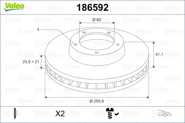 Disc frana VALEO 186592