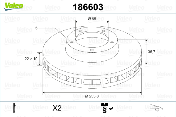 Disc frana VALEO 186603