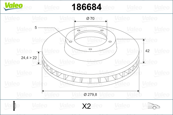 Disc frana VALEO 186684