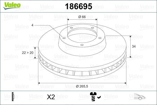 Disc frana VALEO 186695