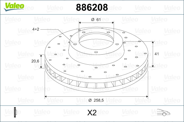 Disc frana VALEO 886208