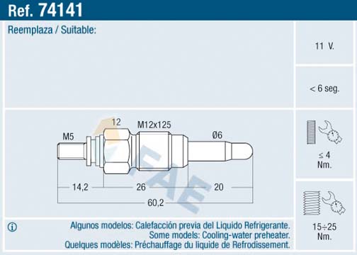 Bujie incandescenta FAE 74141