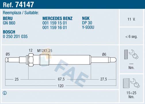 Bujie incandescenta FAE 74147