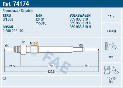 Bujie incandescenta FAE 74174