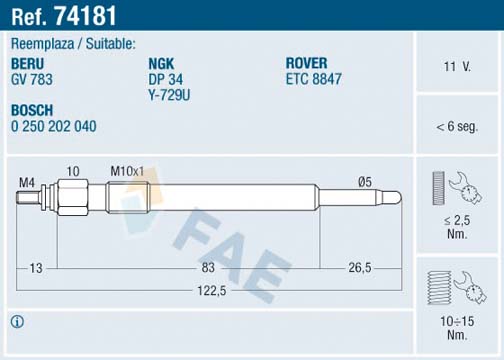 Bujie incandescenta FAE 74181