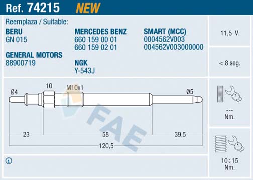Bujie incandescenta FAE 74215