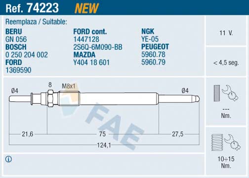 Bujie incandescenta FAE 74223