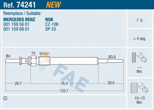Bujie incandescenta FAE 74241