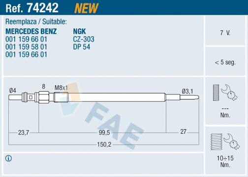 Bujie incandescenta FAE 74242