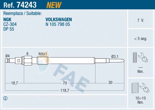 Bujie incandescenta FAE 74243
