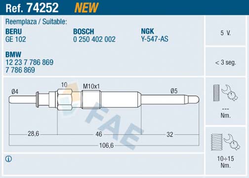 Bujie incandescenta FAE 74252