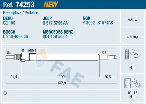 Bujie incandescenta FAE 74253