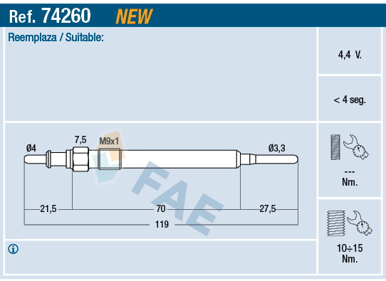 Bujie incandescenta FAE 74260