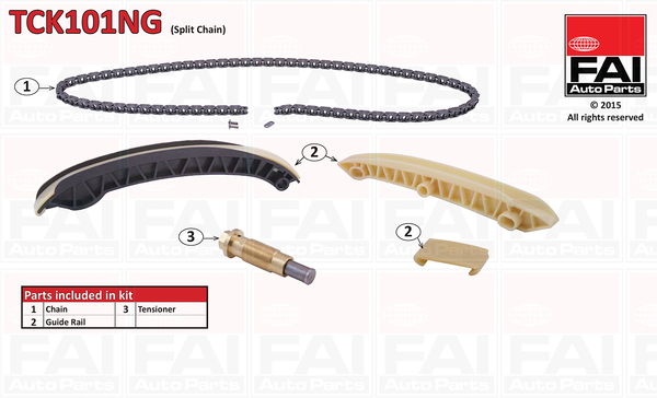 Kit lant de distributie MERCEDES-BENZ SLK (R171) 200 Kompressor (171.442)  benzina 163 cai FAI AUTOPARTS TCK101NG