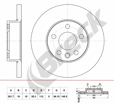 Disc frana BRECK BR 055 SA100