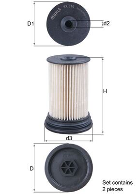Filtru combustibil MAHLE ORIGINAL KX 516/S