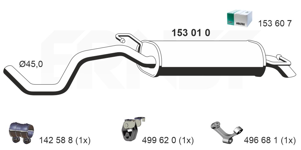 Toba esapament finala VW GOLF IV (1J1) 1.4 16V  benzina 75 cai ERNST 153010