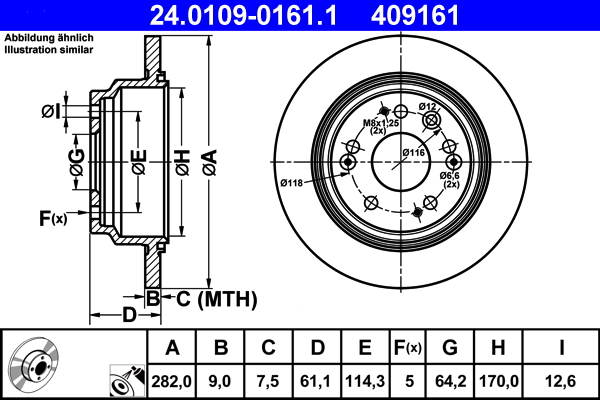 Disc frana ATE 24.0109-0161.1