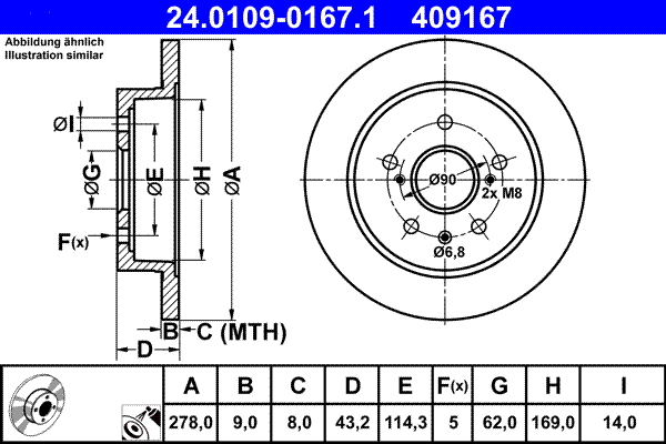Disc frana ATE 24.0109-0167.1