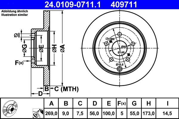 Disc frana ATE 24.0109-0711.1
