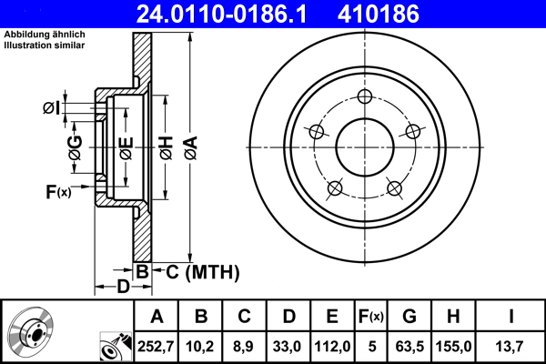 Disc frana ATE 24.0110-0186.1