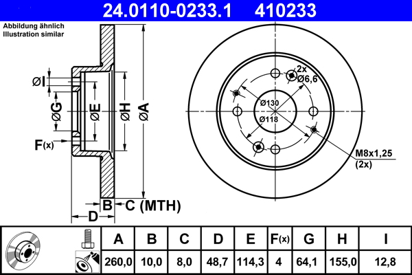 Disc frana ATE 24.0110-0233.1