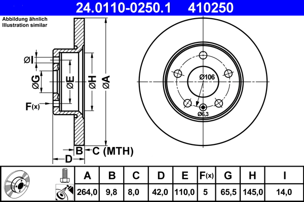 Disc frana ATE 24.0110-0250.1