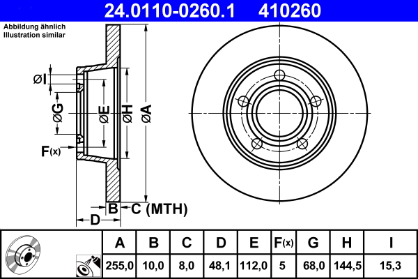 Disc frana ATE 24.0110-0260.1
