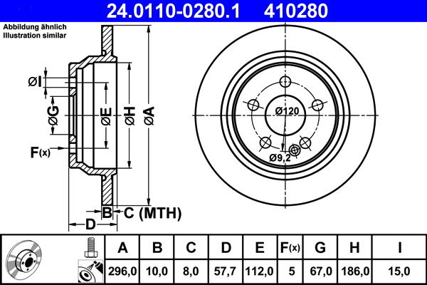 Disc frana ATE 24.0110-0280.1