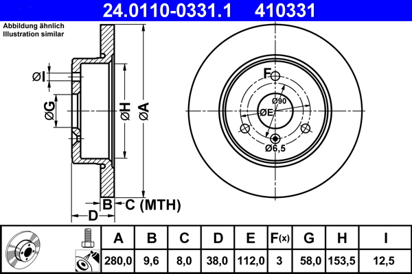 Disc frana ATE 24.0110-0331.1