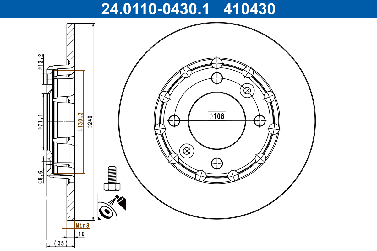 Disc frana ATE 24.0110-0430.1