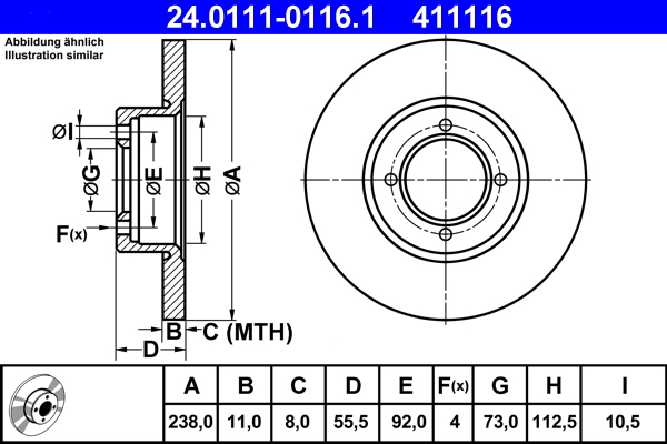 Disc frana ATE 24.0111-0116.1