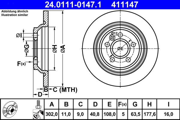 Disc frana ATE 24.0111-0147.1