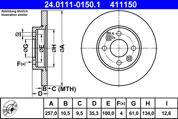 Disc frana ATE 24.0111-0150.1