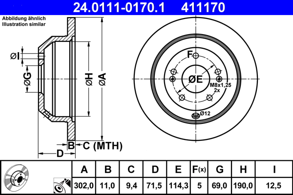 Disc frana ATE 24.0111-0170.1