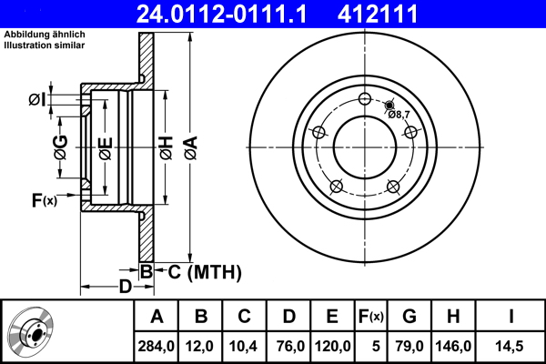 Disc frana ATE 24.0112-0111.1