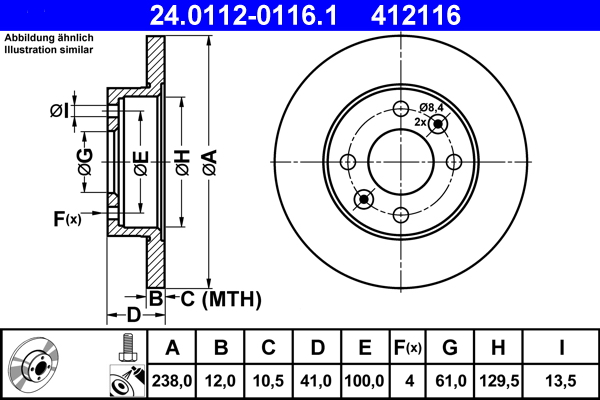 Disc frana ATE 24.0112-0116.1
