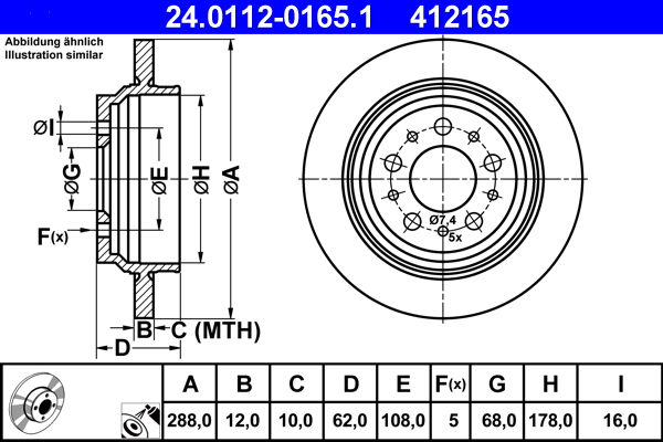 Disc frana ATE 24.0112-0165.1
