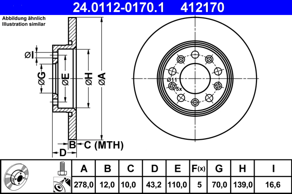 Disc frana ATE 24.0112-0170.1