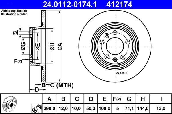 Disc frana ATE 24.0112-0174.1