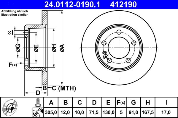 Disc frana ATE 24.0112-0190.1