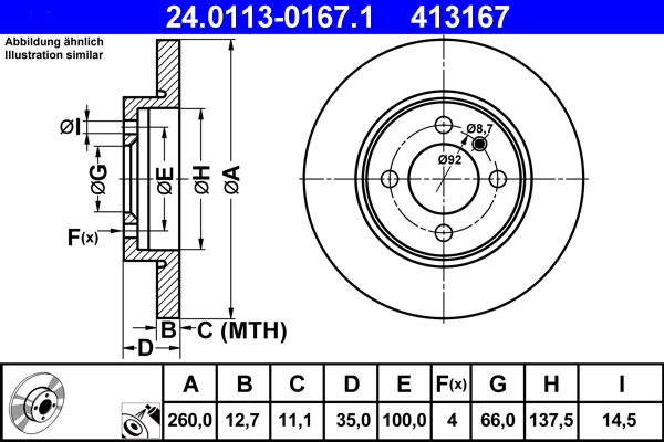 Disc frana ATE 24.0113-0167.1
