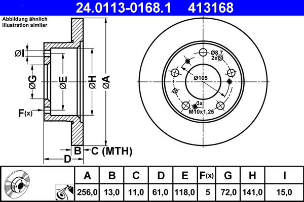 Disc frana ATE 24.0113-0168.1