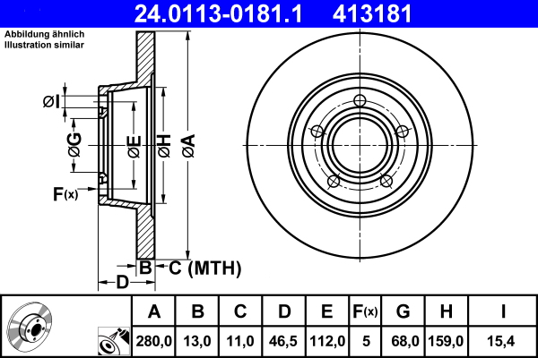 Disc frana ATE 24.0113-0181.1