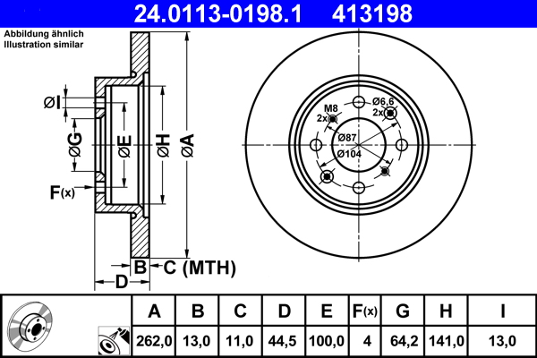 Disc frana ATE 24.0113-0198.1