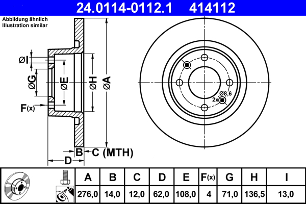 Disc frana ATE 24.0114-0112.1
