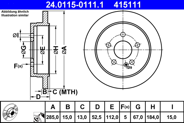 Disc frana ATE 24.0115-0111.1